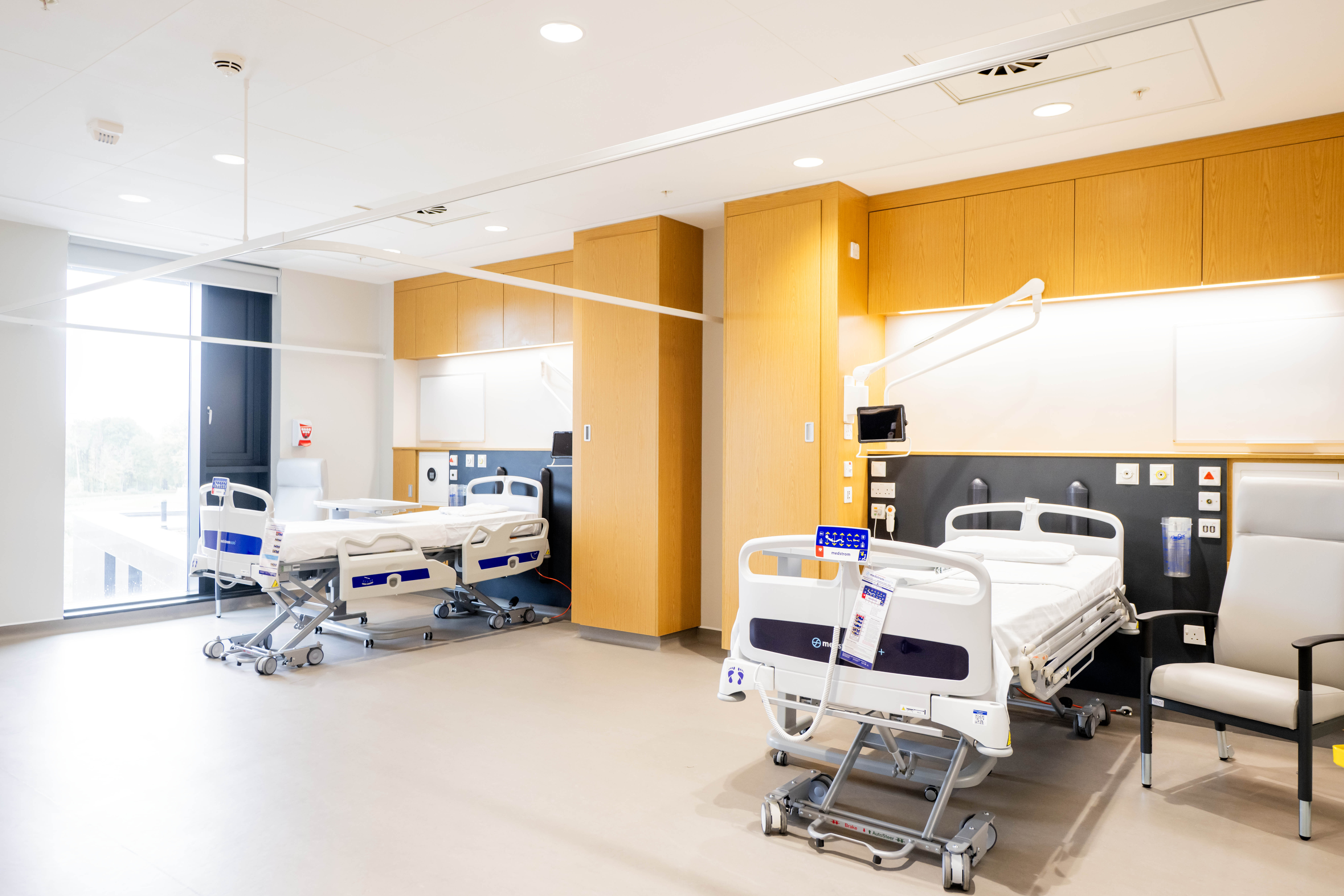 Two beds in one of the four-bed bays