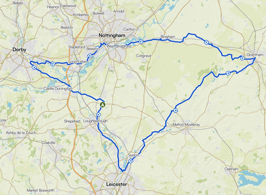 Charity 100 mile bike ride route